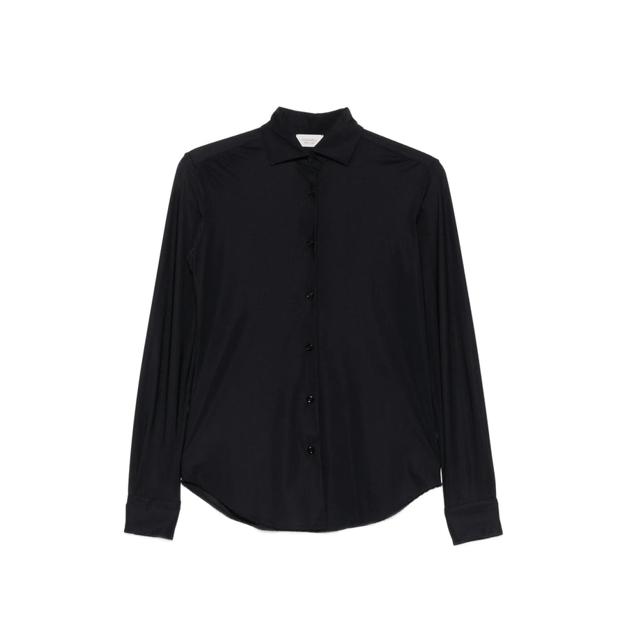Classic Collar Long-Sleeved Shirt Blue Polyamide