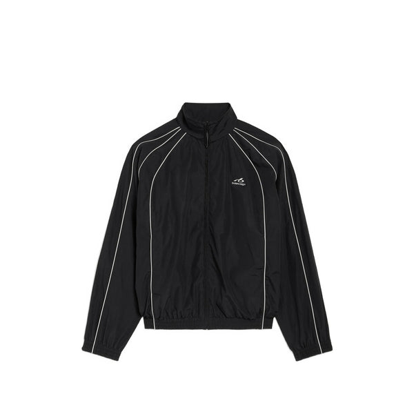Zip-Up Jacket With Logo Print Black Cotton
