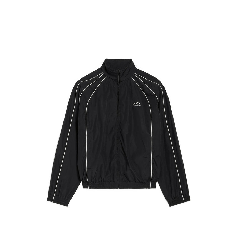 Zip-Up Jacket With Logo Print Black Cotton
