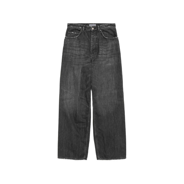Wide-Leg Jeans Grey Cotton