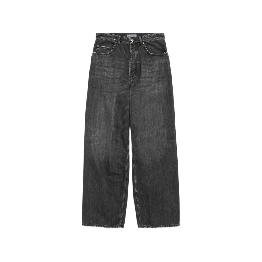 Wide-Leg Jeans Grey Cotton