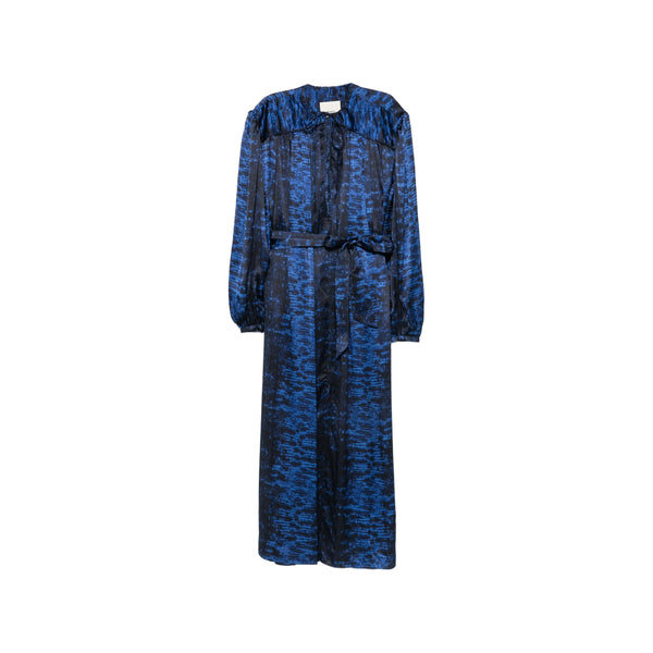 Day Dress Silk Abstract Print Blue/black