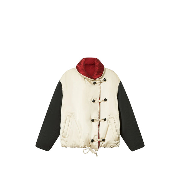 Reversible Silk Puffer Jacket Neutrals-Black Neutrals/black Silk; Filling: Polyester Coat