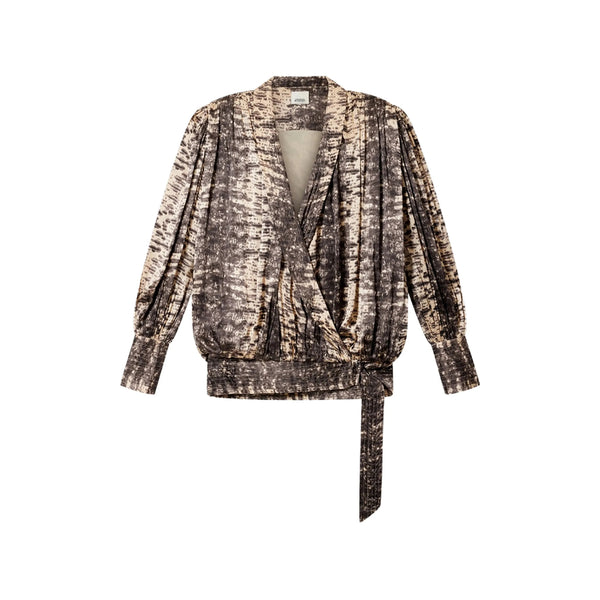 Silk Abstract Print Wrap Dress Brown/neutrals Outer