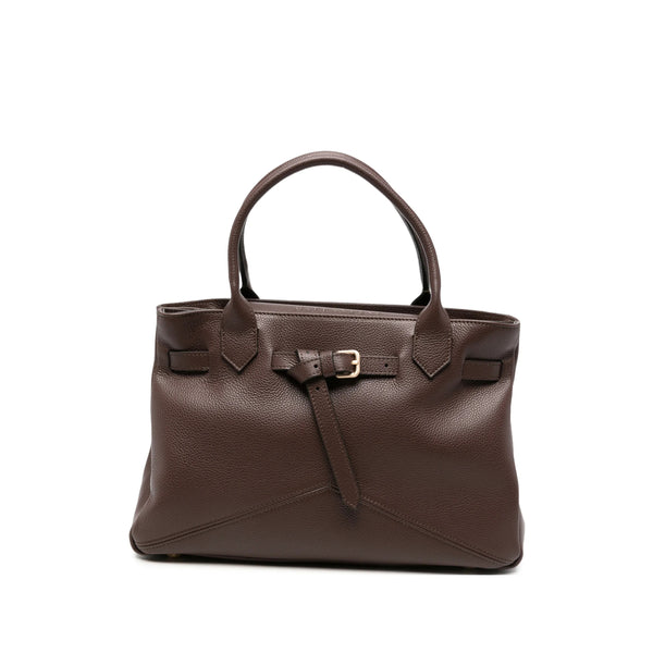 Grained Leather Tote Bag Brown Calf