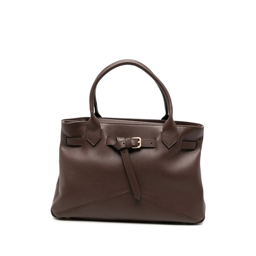 Grained Leather Tote Bag Brown Calf