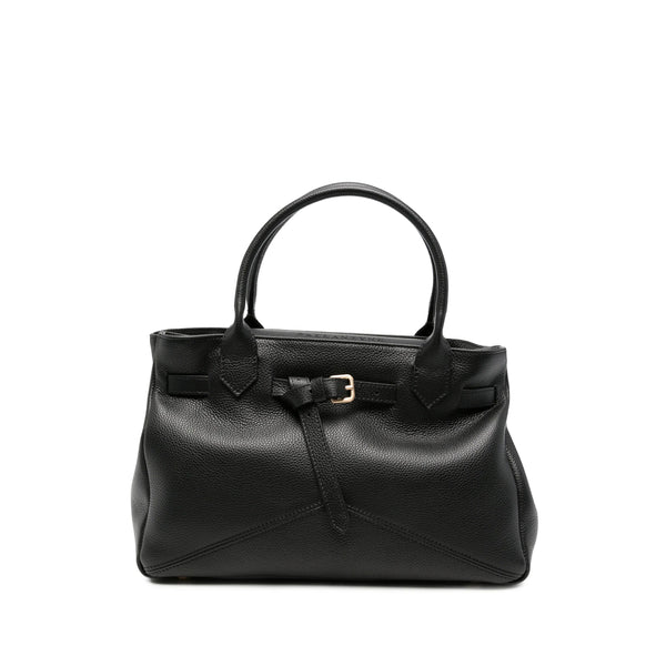 Tote Bag Black Grained Leather Calf