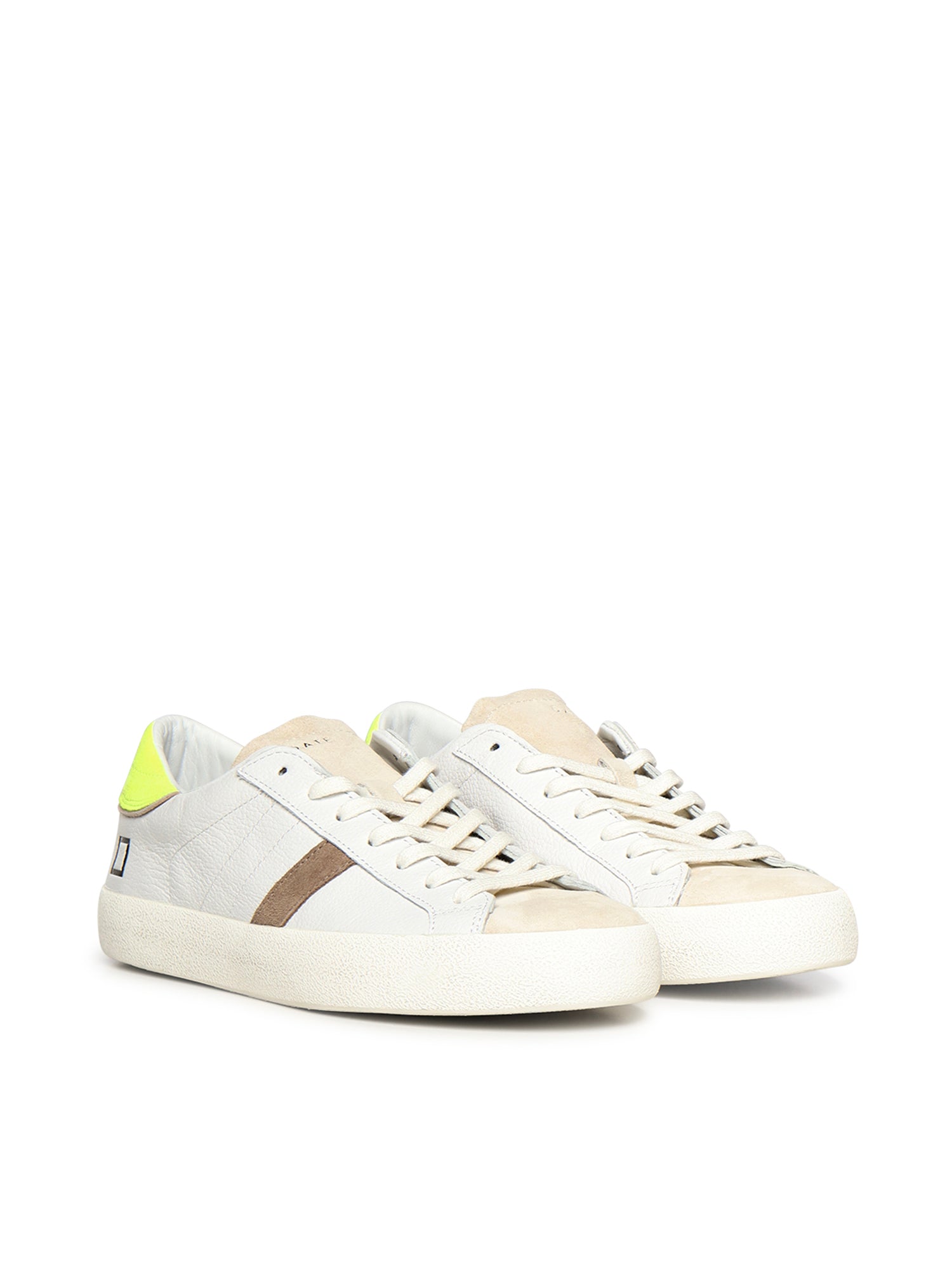 D.a.t.e. Sneakers White Yellow Goat Leather + Cow