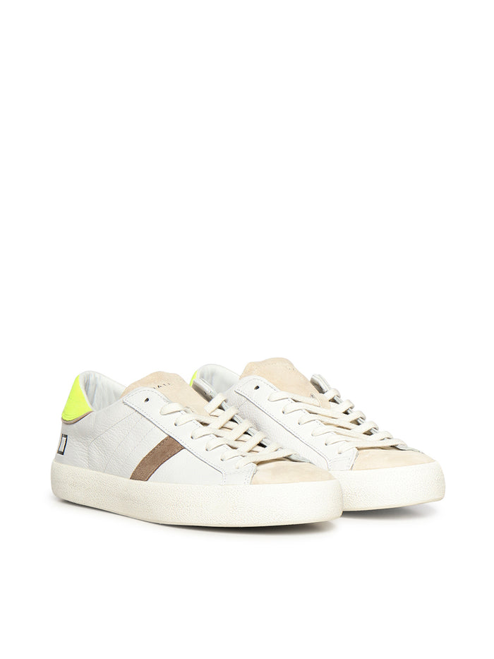 D.a.t.e. Sneakers White Yellow Goat Leather + Cow