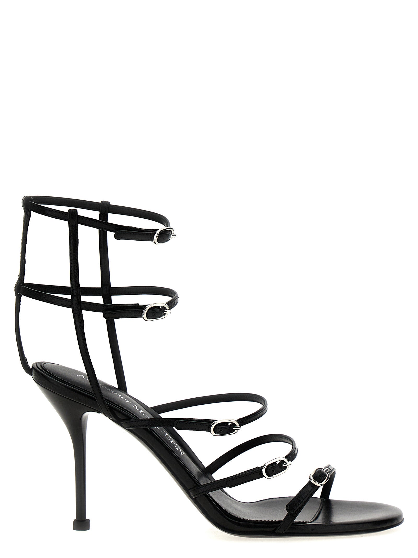 Strap leather sandals Black