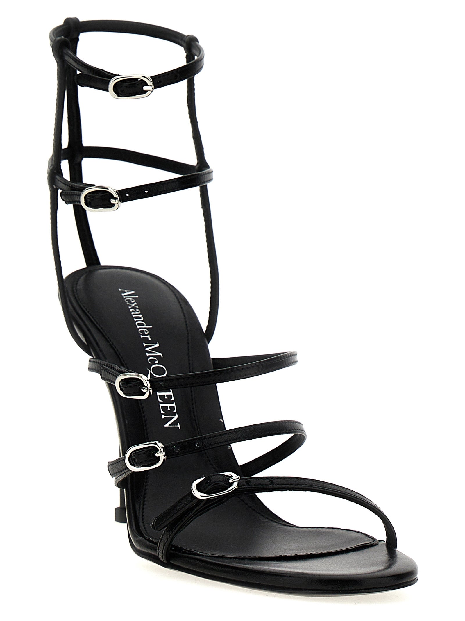 Strap leather sandals Black