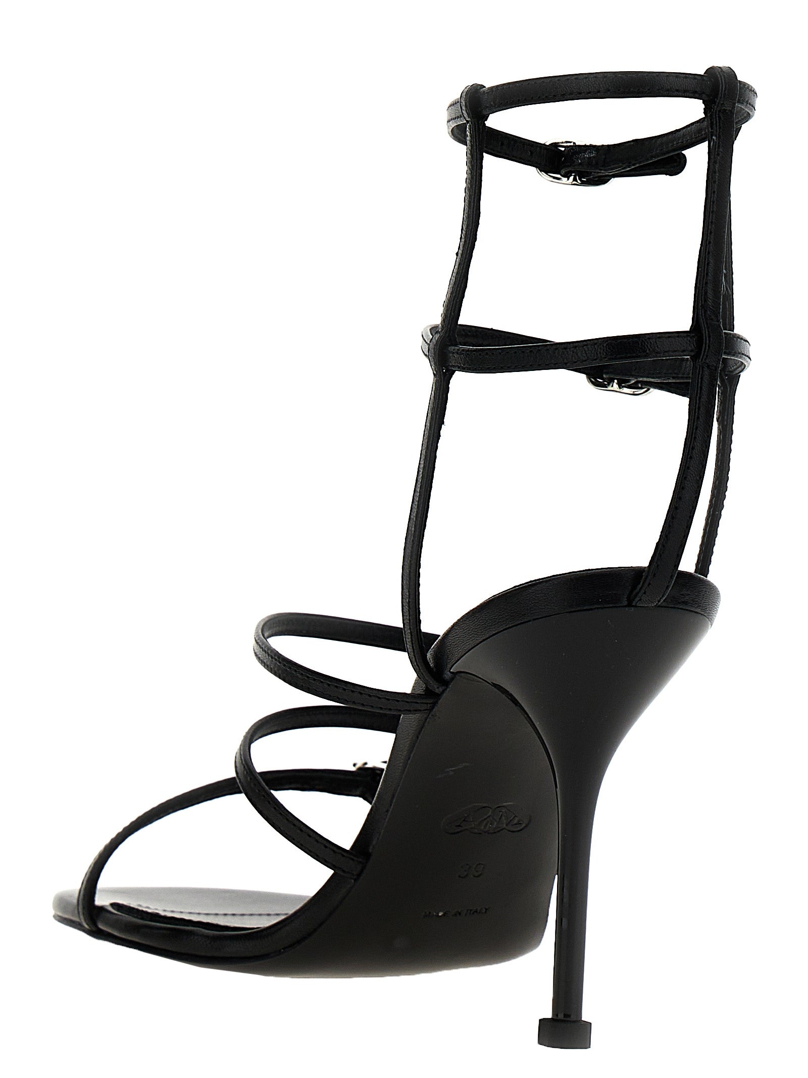Strap leather sandals Black