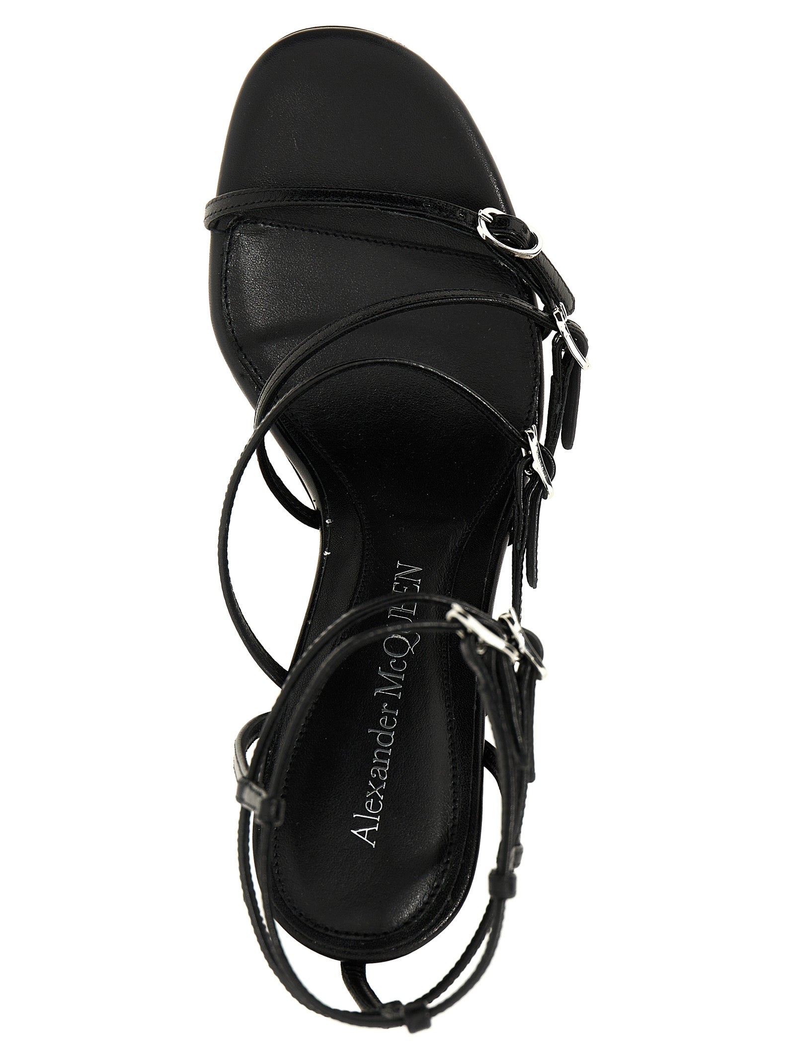 Strap leather sandals Black