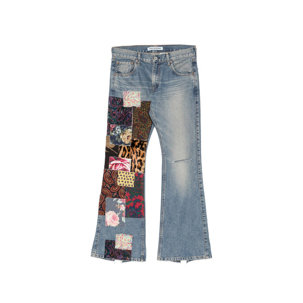 Straight-Leg Indigo Blue Denim Jeans Cotton