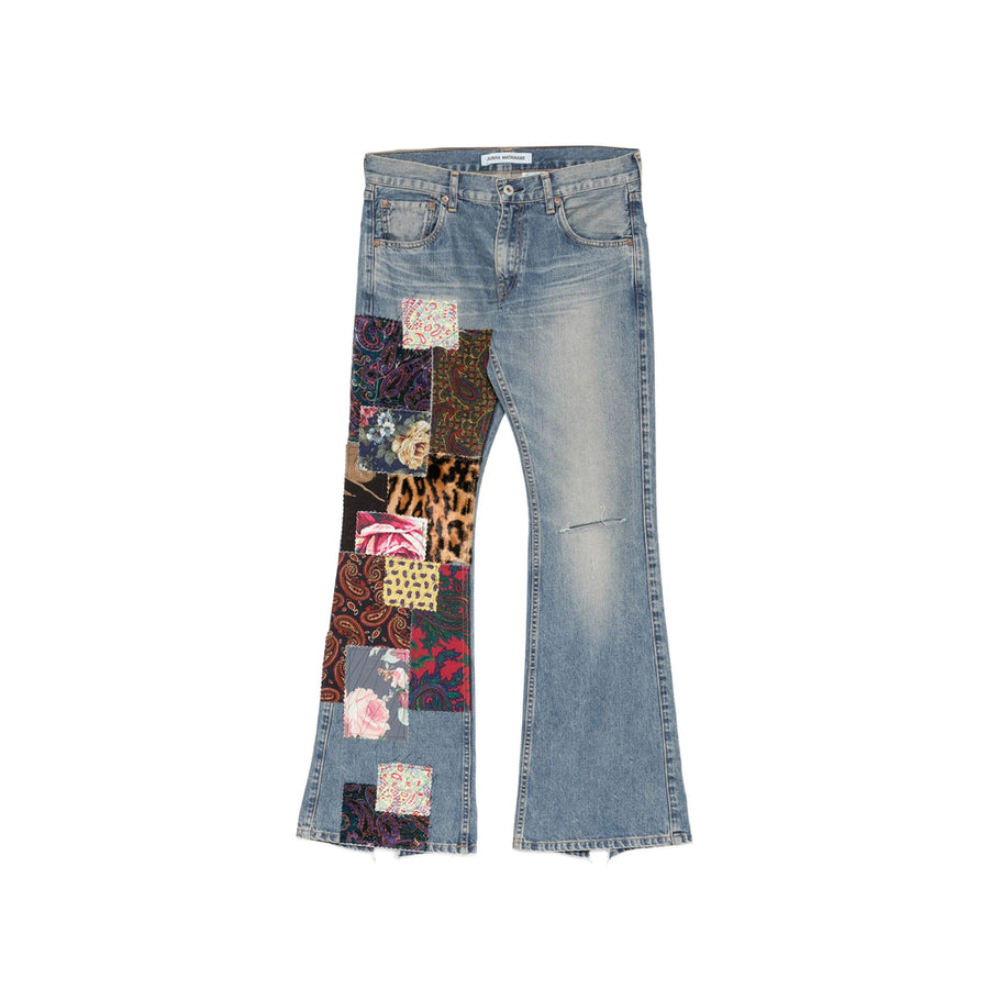Straight-Leg Indigo Blue Denim Jeans Cotton