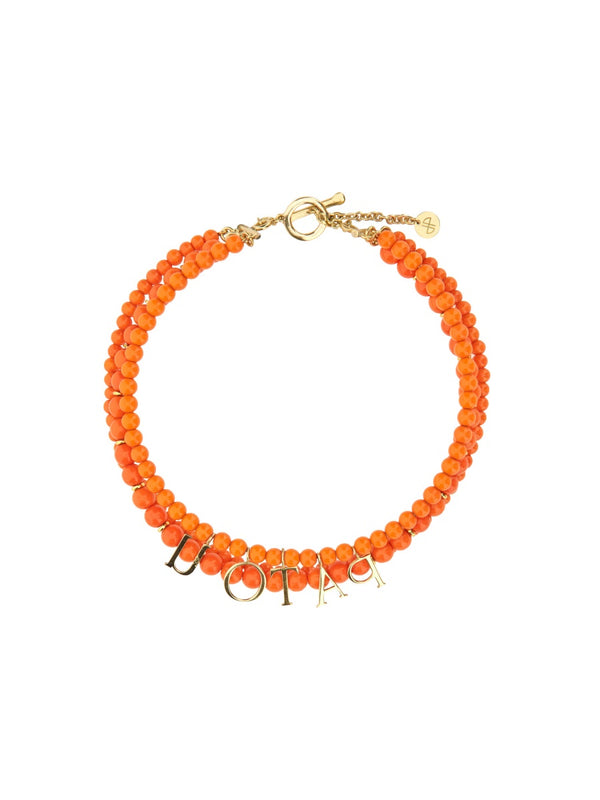 Glass And Brass Bead Necklace Orange Beads Necklaces