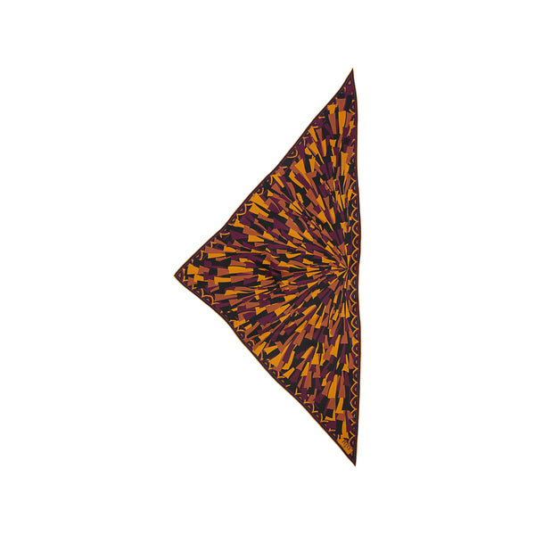 Triangular Baiadera Print Silk Scarf Red/gold Scarfs