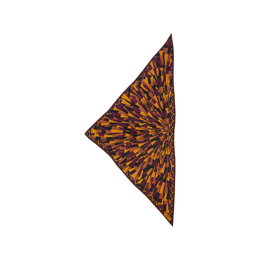 Triangular Baiadera Print Silk Scarf Red/gold Scarfs