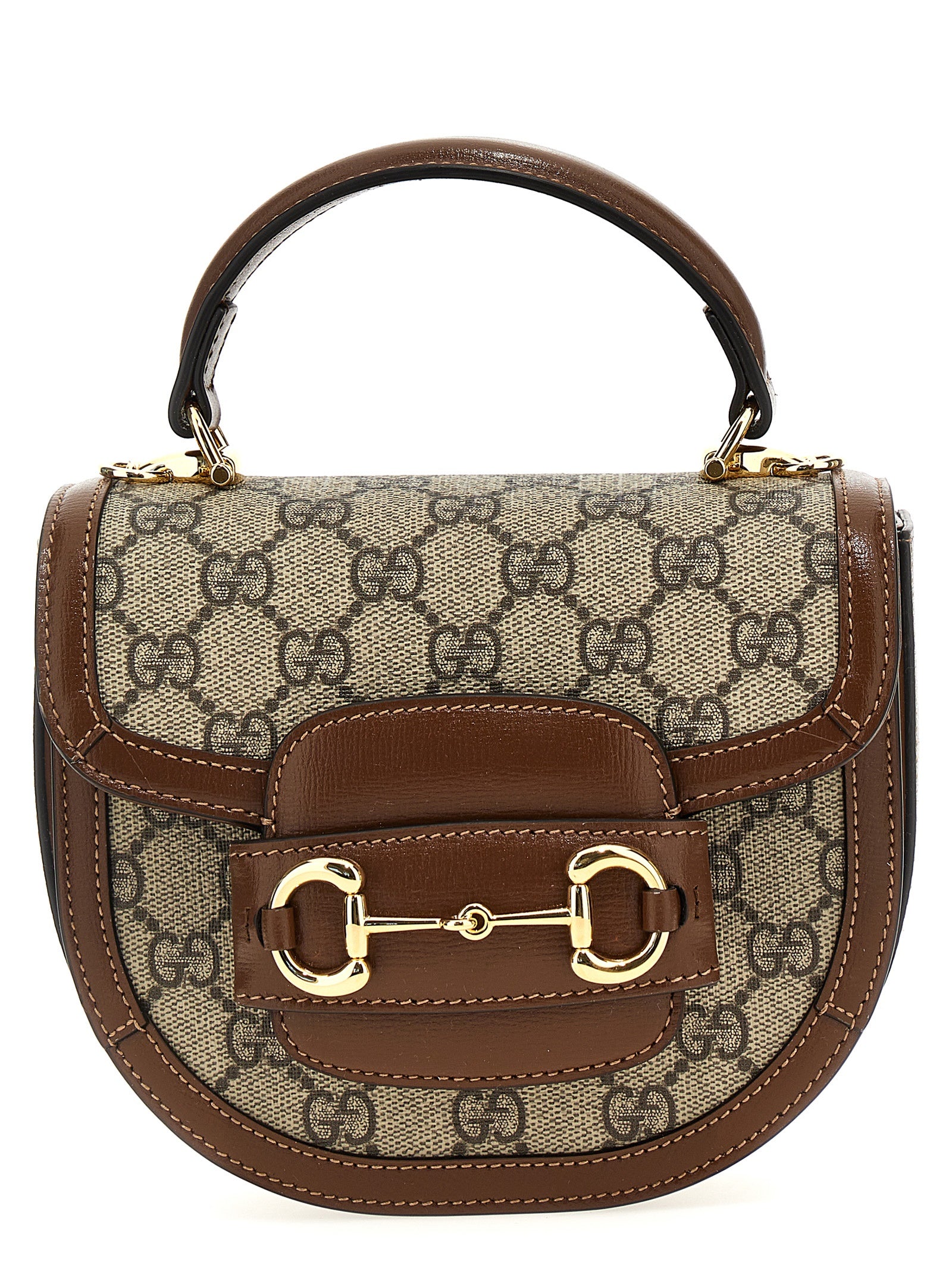 Gucci Horsebit 1955 handbag Brown Polyurethane Cotton Polyester Hand Bags