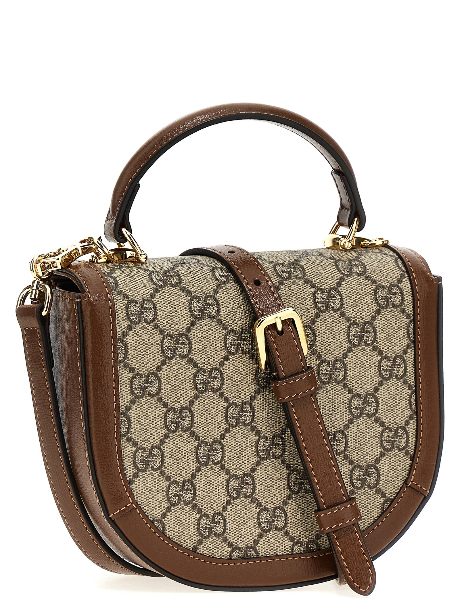 Gucci Horsebit 1955 handbag Brown Polyurethane Cotton Polyester Hand Bags