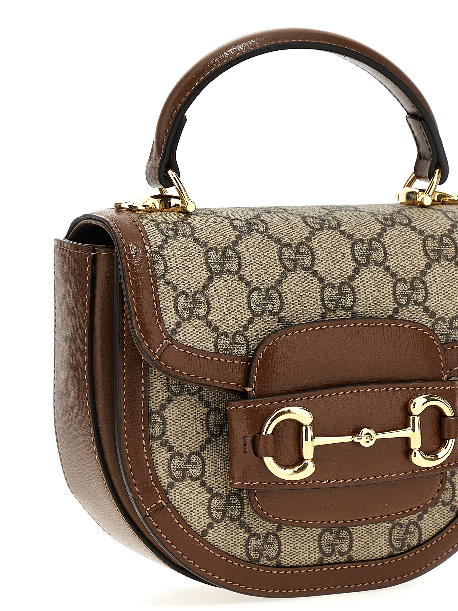Gucci Horsebit 1955 handbag Brown Polyurethane Cotton Polyester Hand Bags