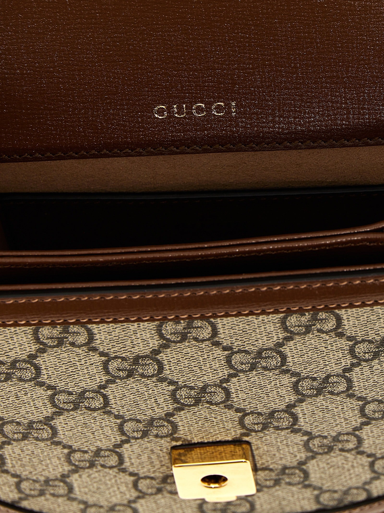 Gucci Horsebit 1955 handbag Brown Polyurethane Cotton Polyester Hand Bags
