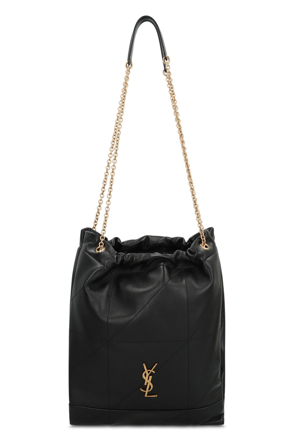 Black Leather Pouch With Metal Strap Lamb Clutch Bags