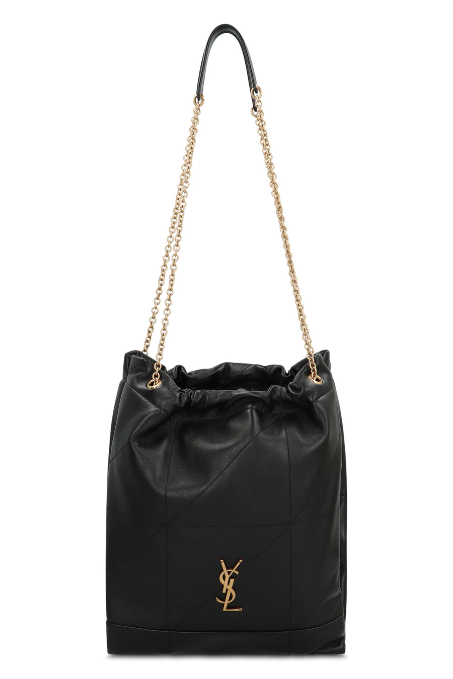 Black Leather Pouch With Metal Strap Lamb Clutch Bags
