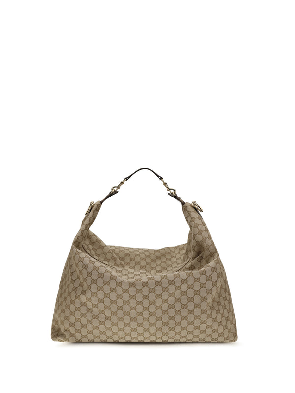 Gucci 100% Fabric (GG canvas with leather trim) shoulder bag in beige