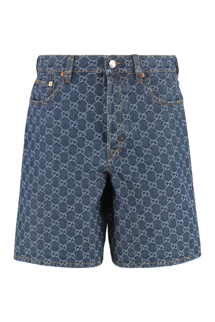 Jacquard Logo Denim Shorts