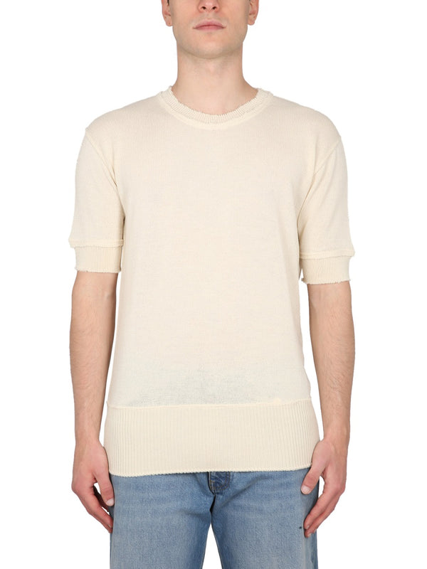 Wool Blend Sweater With Ribbed Edges White Jumpers