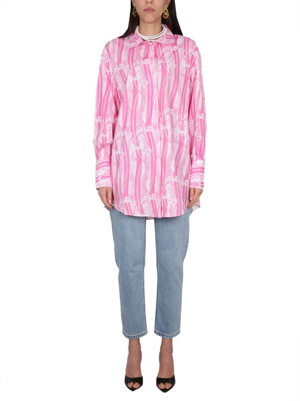 Shirt Dress With Classic Collar Pink Cotton
