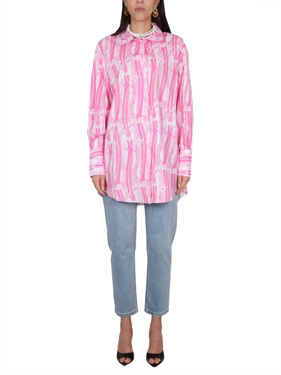 Shirt Dress With Classic Collar Pink Cotton