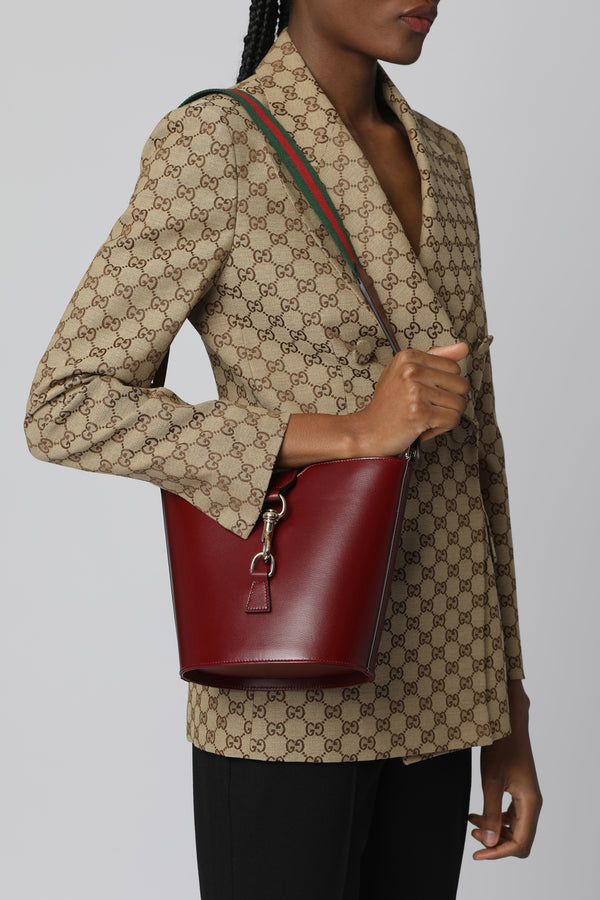 Mini Leather Bucket Bag Burgundy