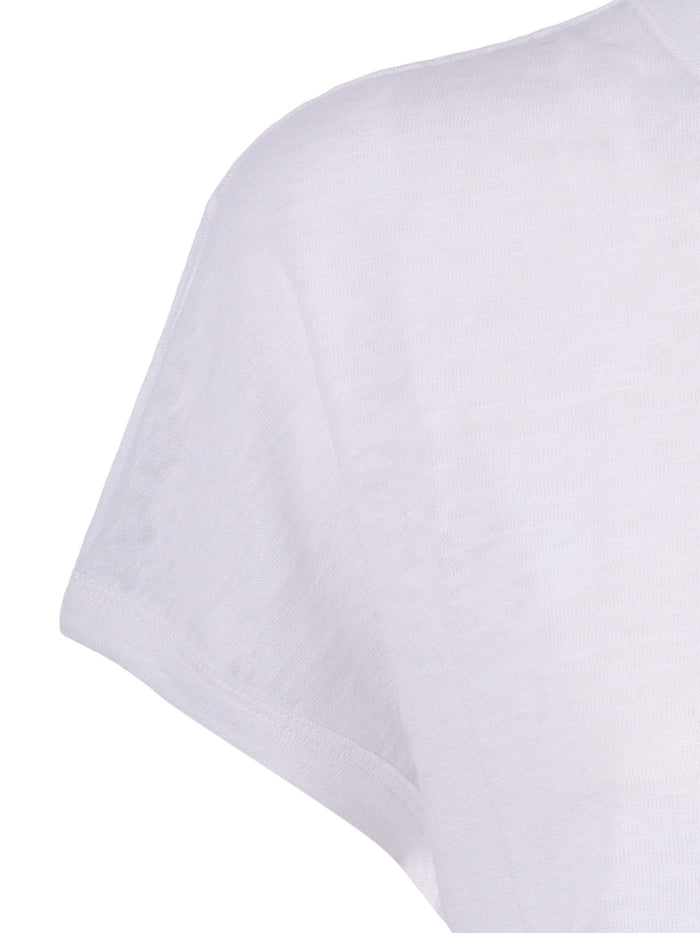 Linen Jersey Henley Shirt With Buttons White Lino Crewneck