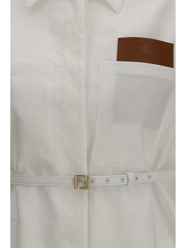 Jacket Belted Linen-Cotton White Shirt
