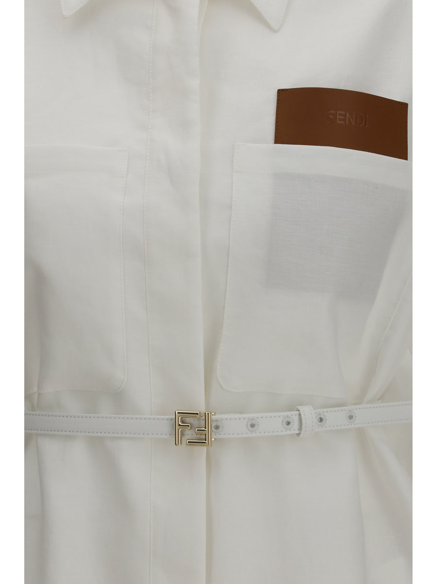 Jacket Belted Linen-Cotton White Shirt