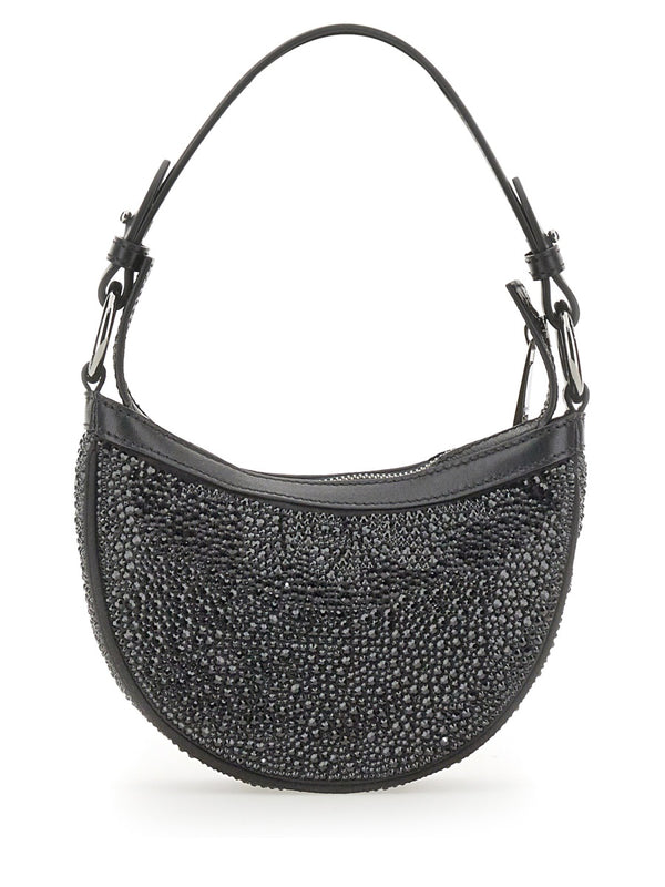 Mini Hobo Bag With Crystals Black Outside: Silk Shoulder