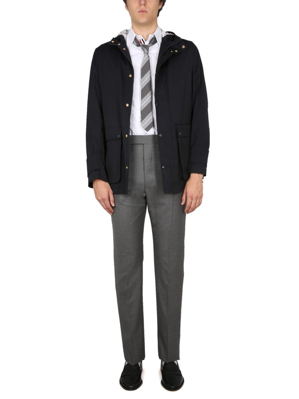 Nylon Parka Blue Polyester Jacket