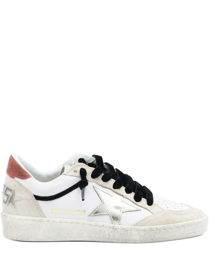 Ball Star Leather Upper Suede Toe And Spur Laminated Waxed Heel White/beige/platinum/red Rust