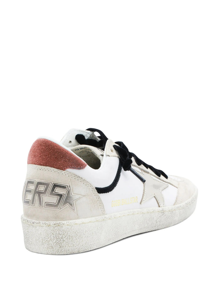 Ball Star Leather Upper Suede Toe And Spur Laminated Waxed Heel White/beige/platinum/red Rust