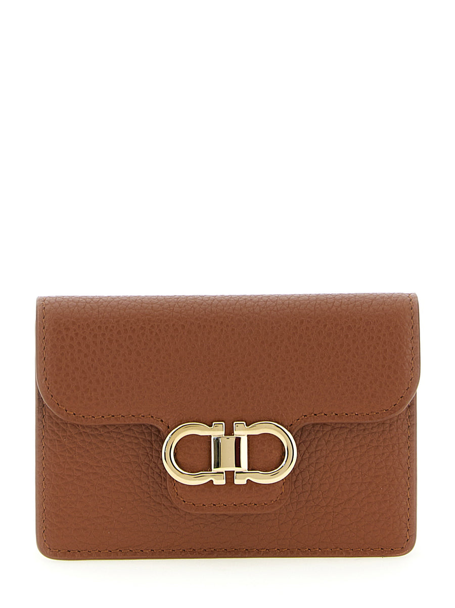 Ferragamo Gancini Card Case — Tan