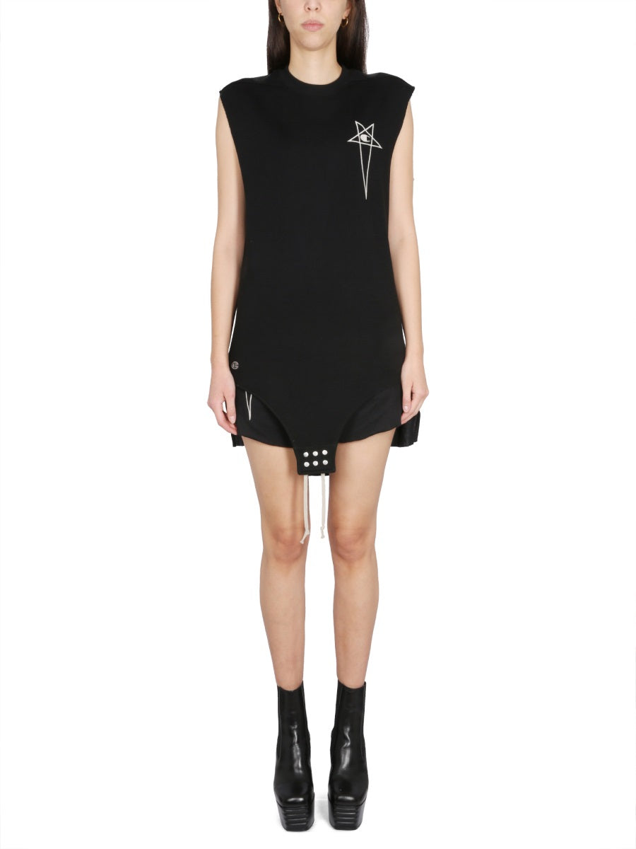 Curved Orle Top Black Cotton Tops