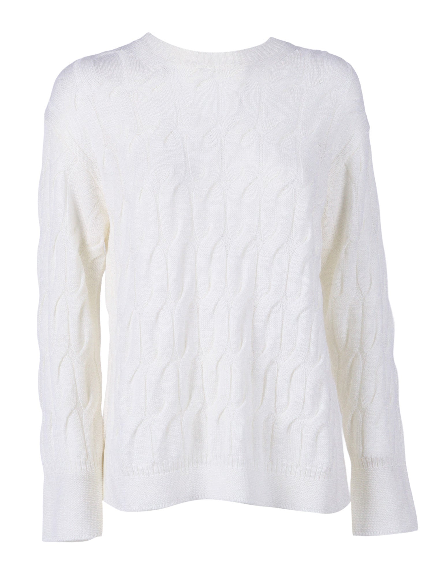 Sweater White Virgin Wool Crewneck