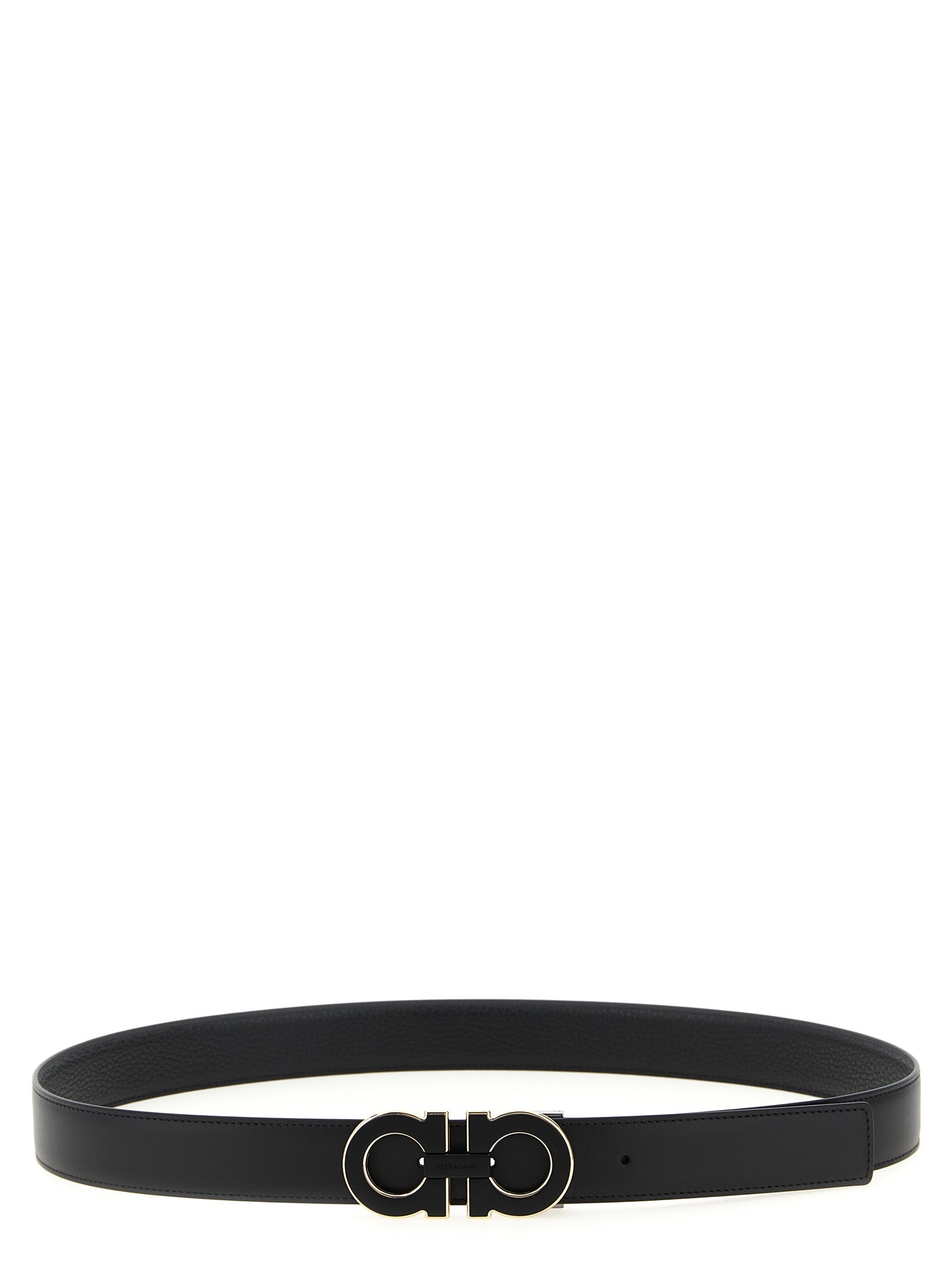 Gancini reversible belt Black Calfskin Leather (bos Taurus)