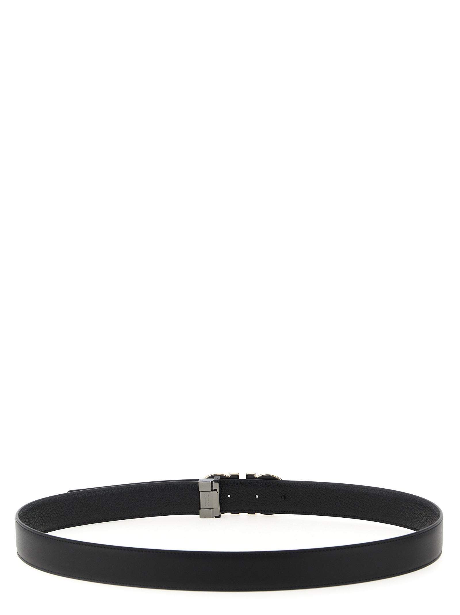 Gancini reversible belt Black Calfskin Leather (bos Taurus)