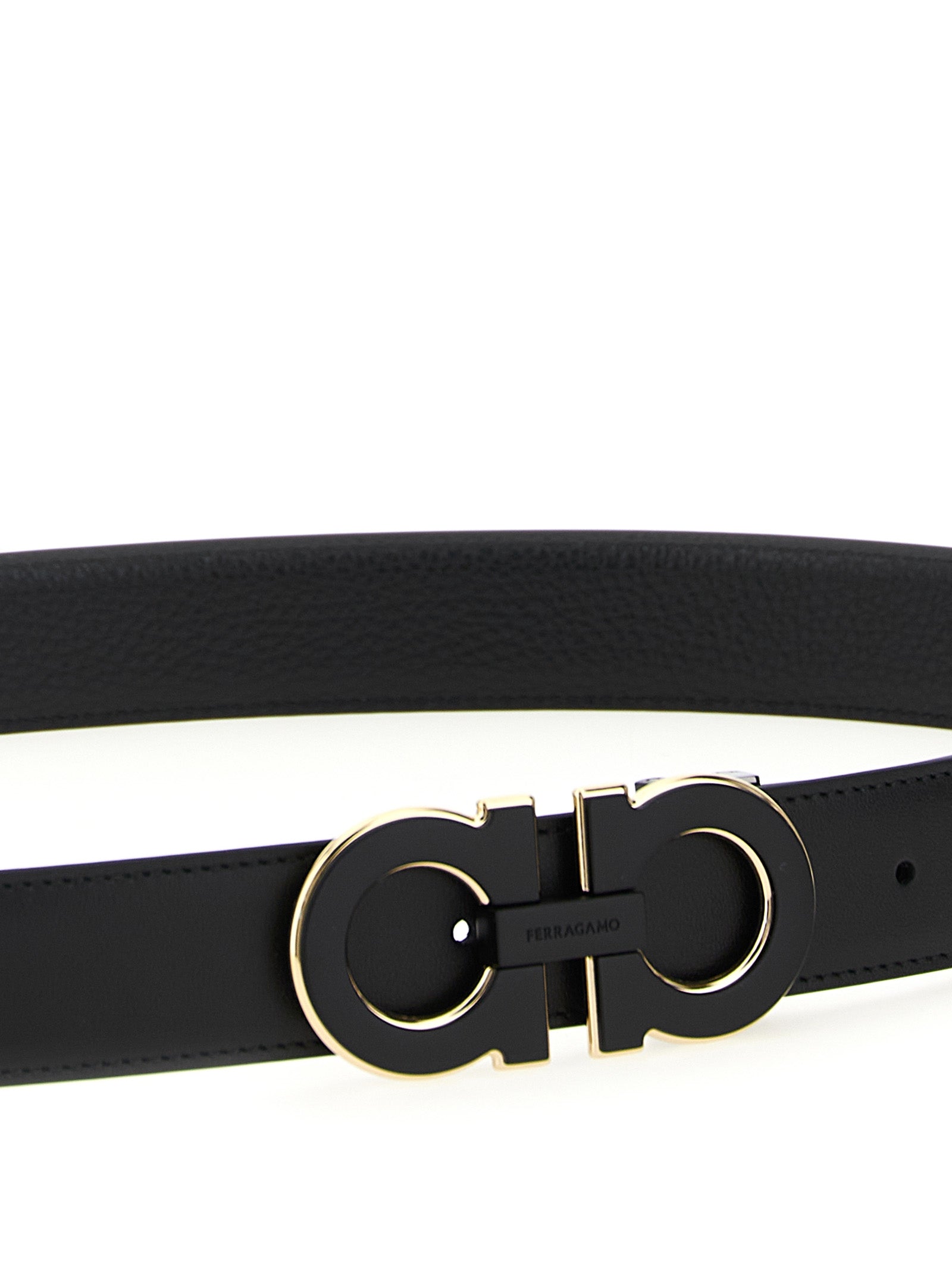 Gancini reversible belt Black Calfskin Leather (bos Taurus)