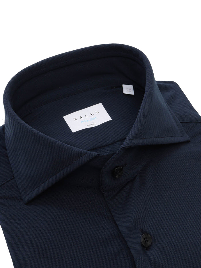 Blue Stretch Shirt Polyamide Elastane