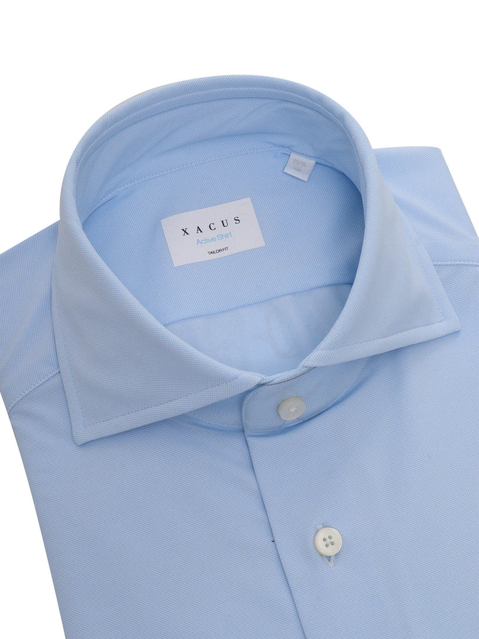 Light blue striped shirt with pocket Polyamide Elastane
