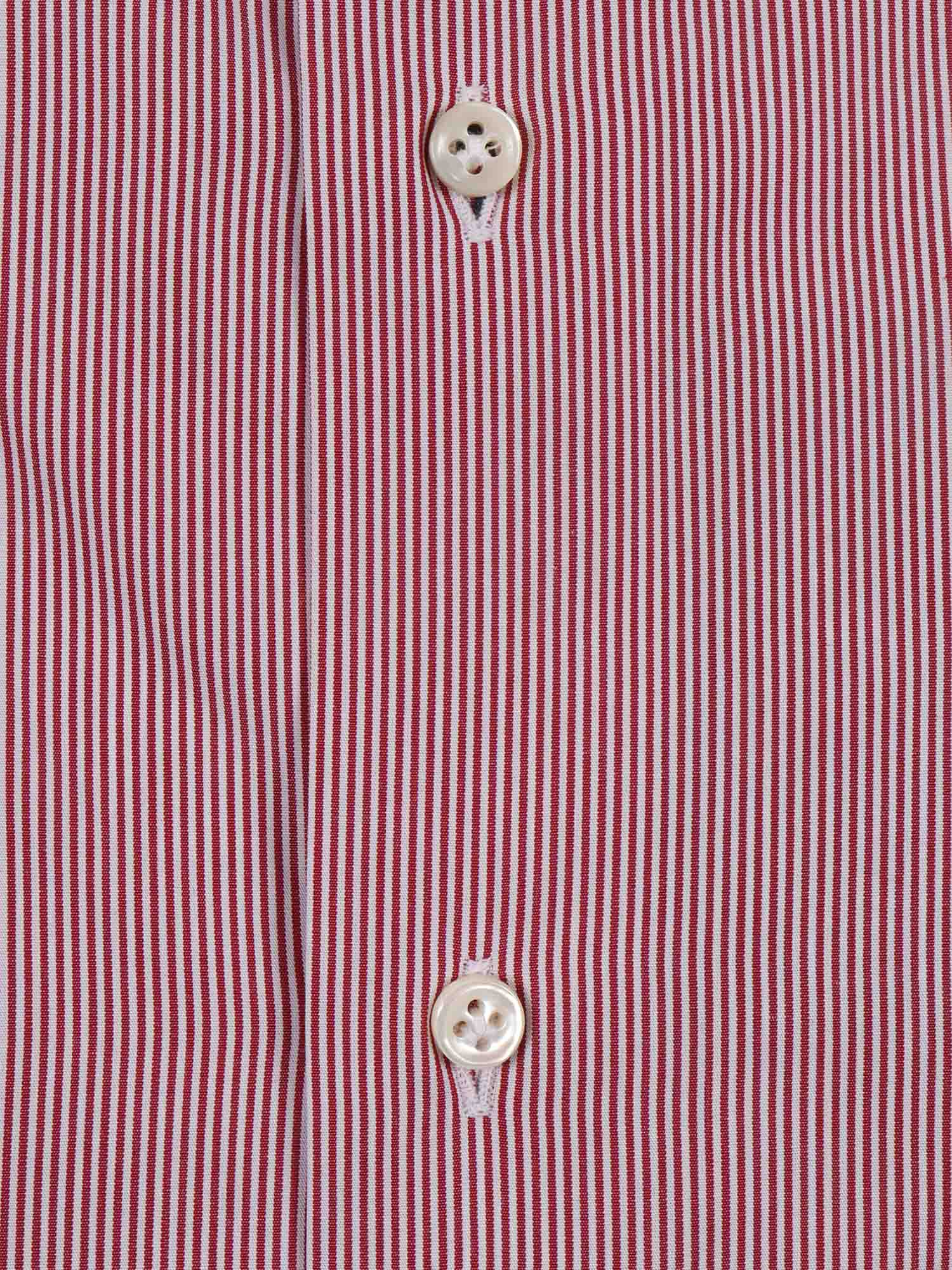 Striped Cotton Slim Fit Shirt Red